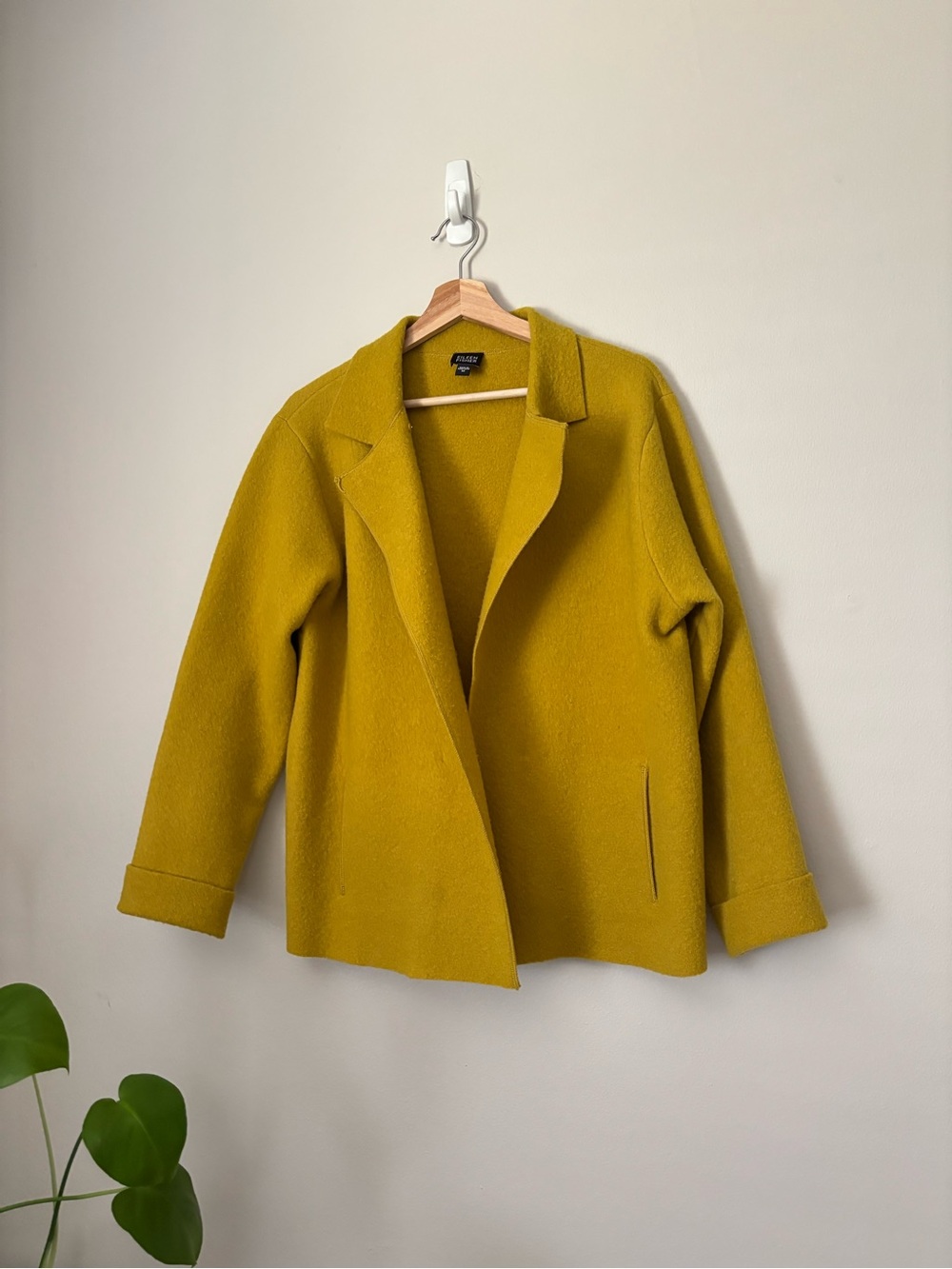 Eileen Fisher Chartreuse Wool Boucle Overcoat